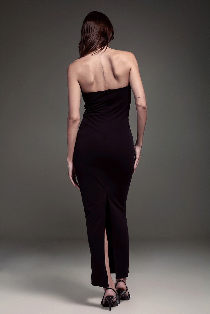 Maxi strapless dress with knot - Gold label