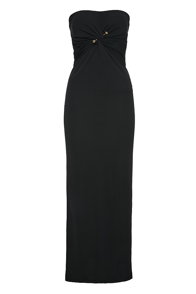 Maxi strapless dress with knot - Gold label
