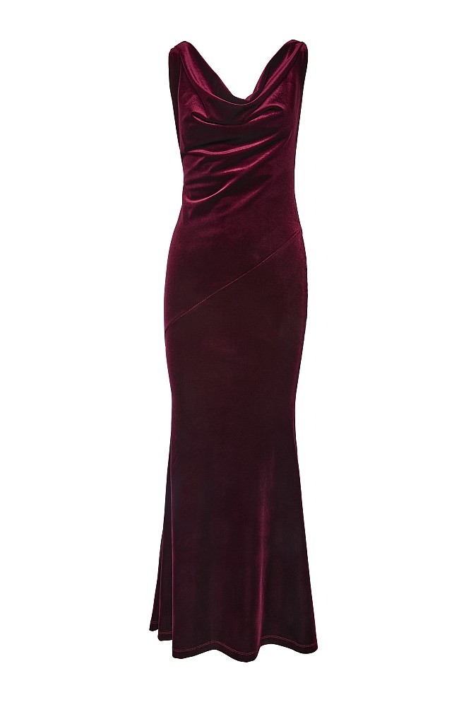 Maxi velvet draped dress - Gold label