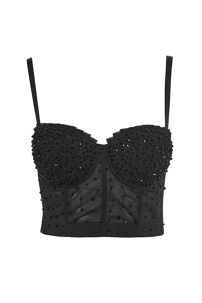 Bustier with applique beads - Gold label