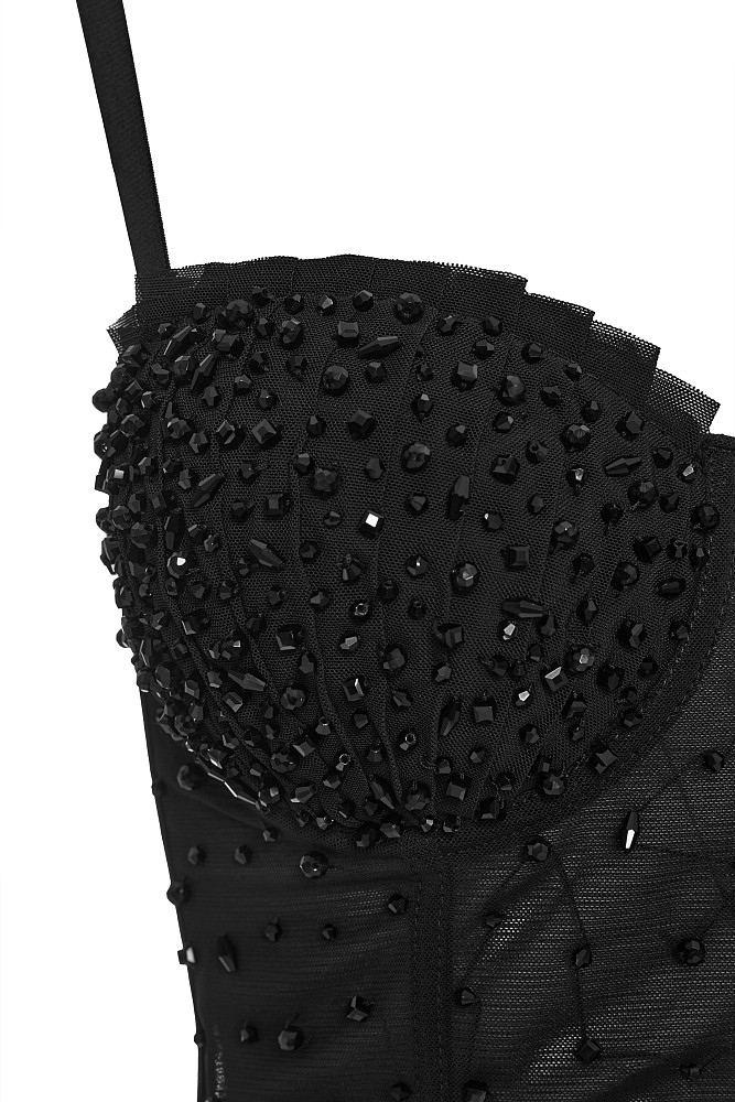 Bustier with applique beads - Gold label
