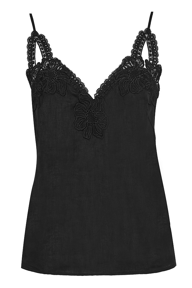 Linen top with lace