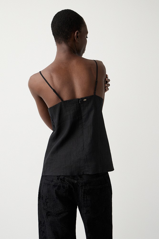 Linen top with lace