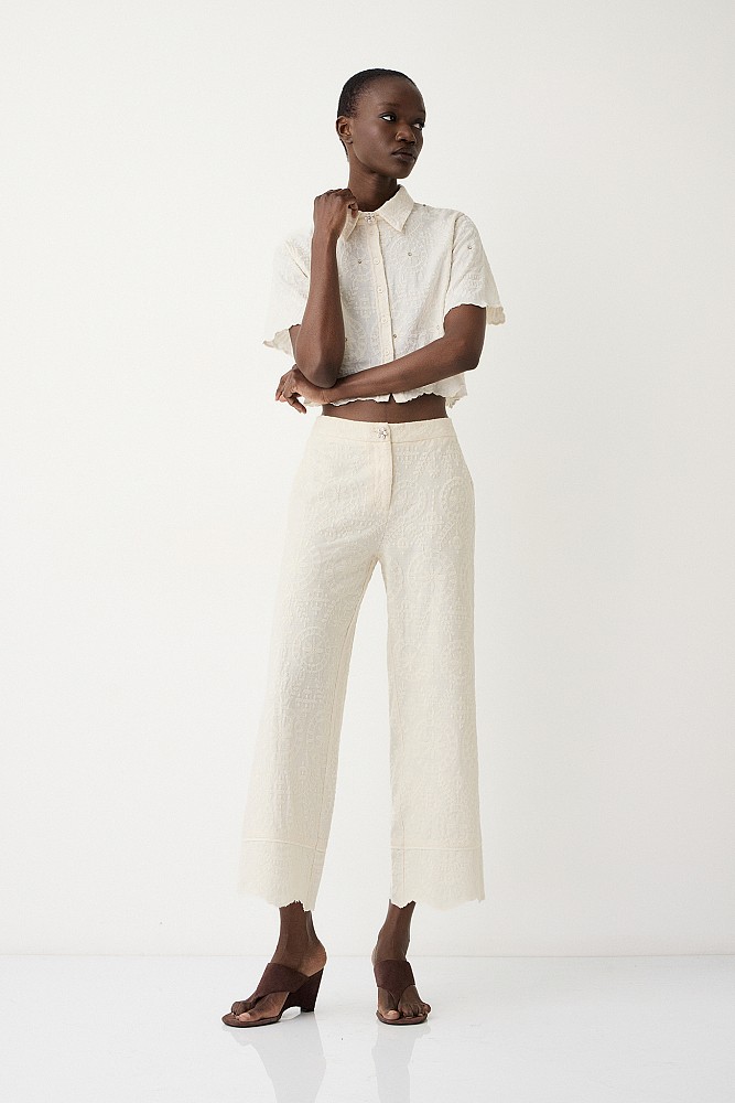 Embroidered trousers 3/4