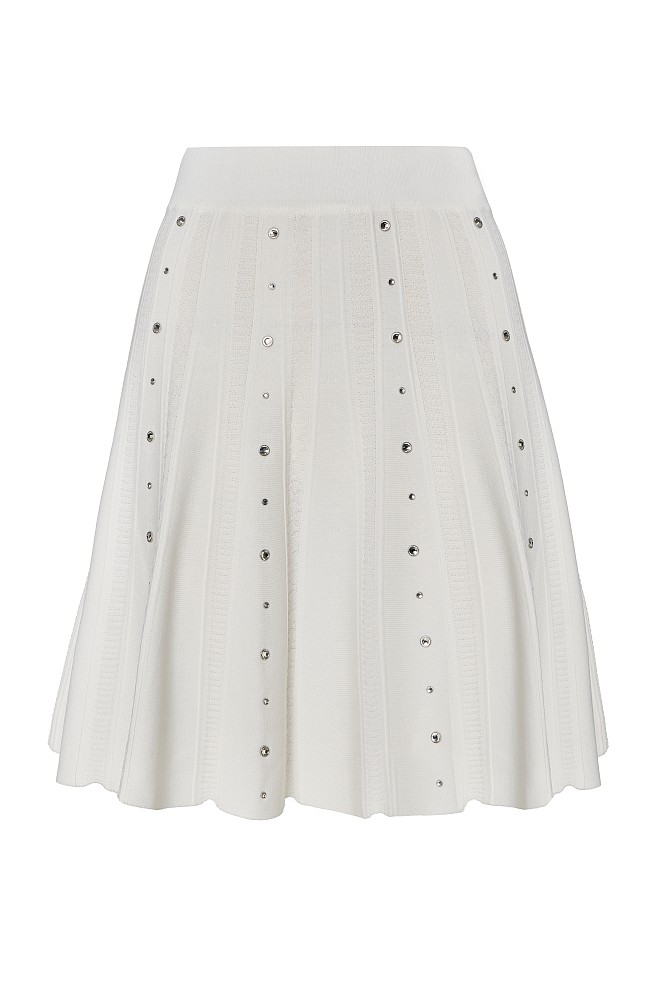 Mini knitted skirt with rhinestones