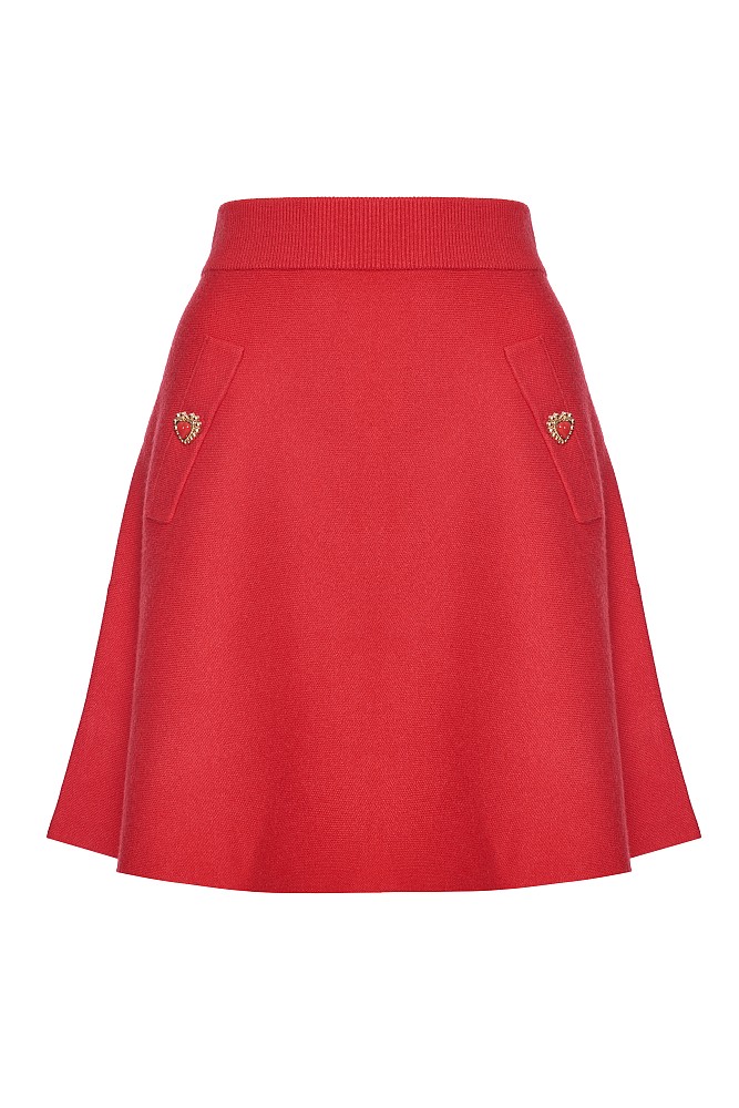 Mini knitted skirt with decorative buttons