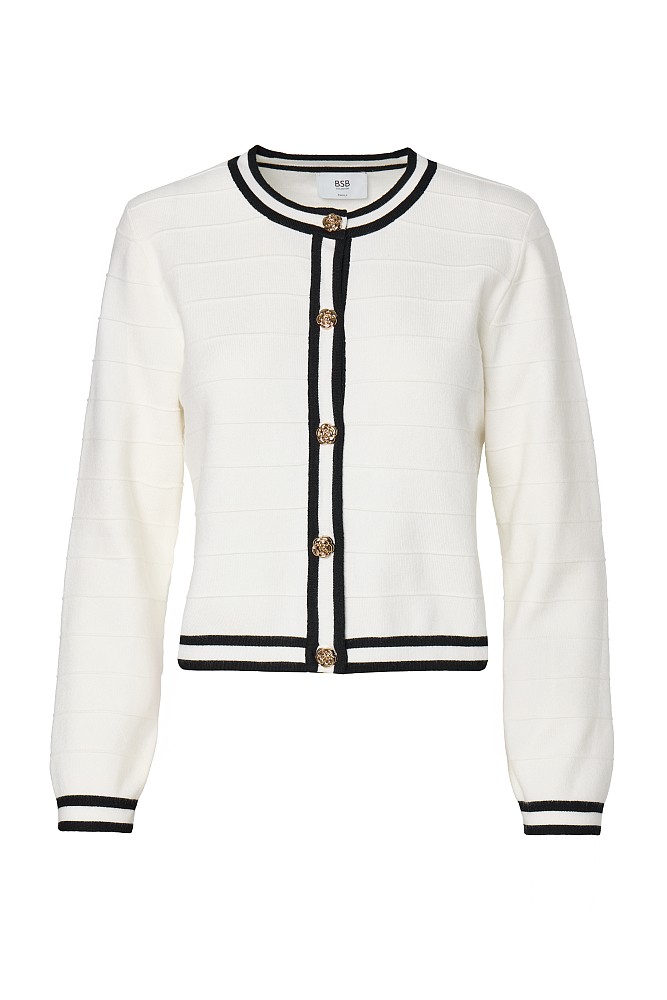 Knitted cardigan with stripe
