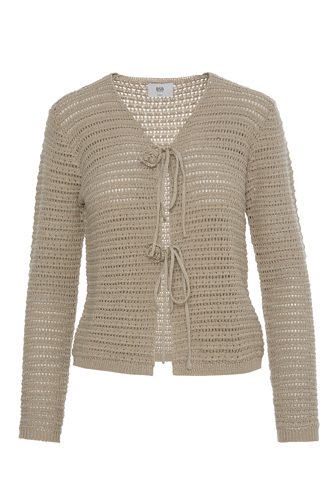 Cutwork cardigan with self tie