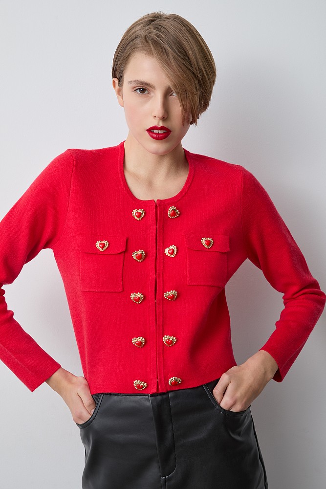 Knitted cardigan with decorative buttons
