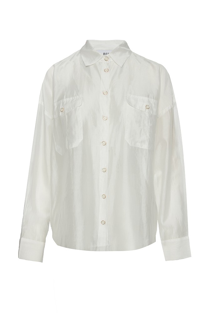 Semi-sheer shirt with pockets