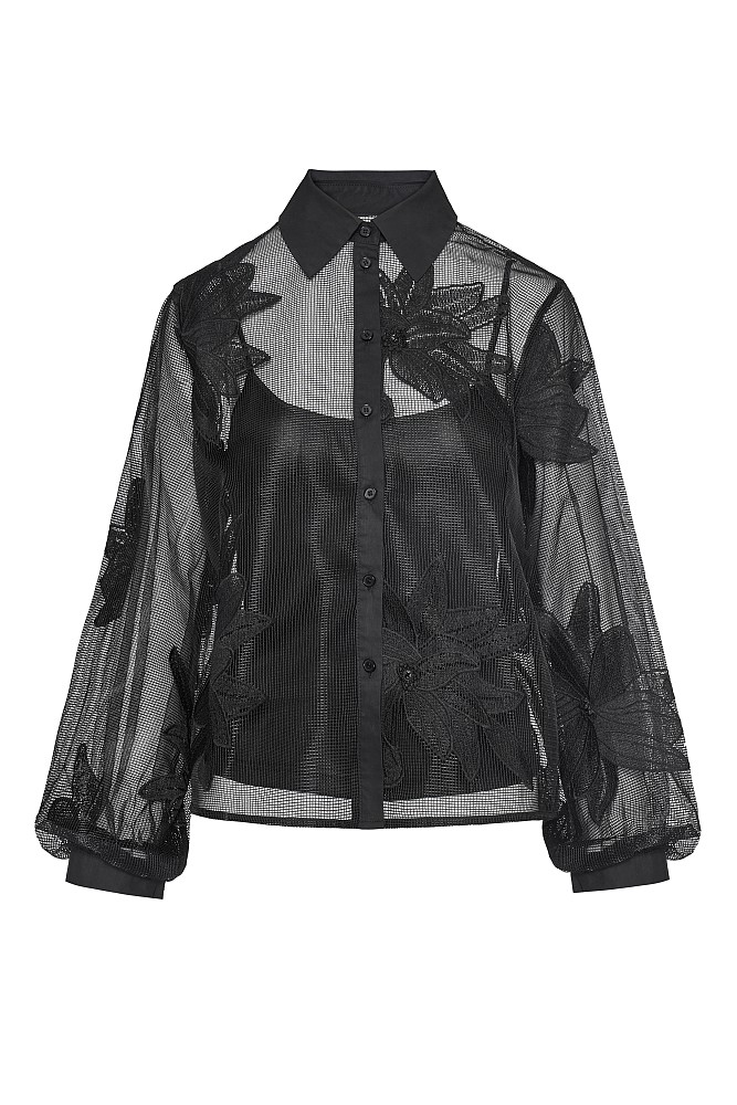 Semi-sheer embroidered shirt