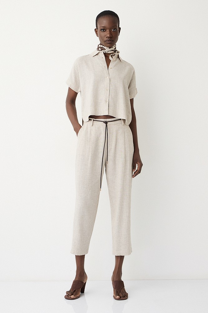 Shortsleeve shirt with linen touch