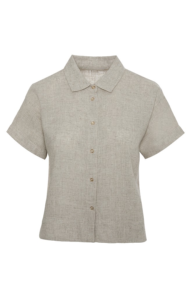 Shortsleeve shirt with linen touch