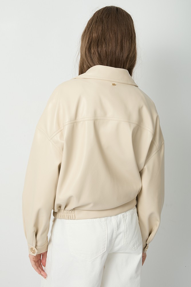 Leather look jacket with belt