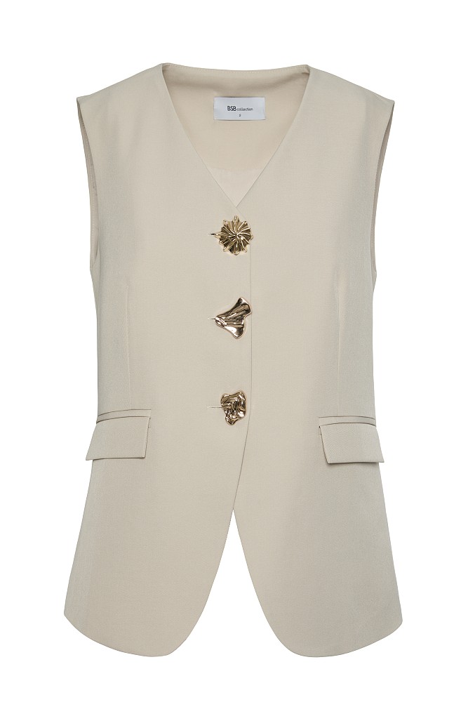 Longline vest with golden buttons