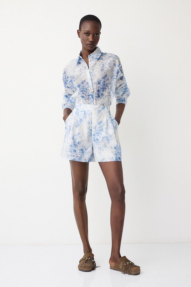 Embroidered floral shorts