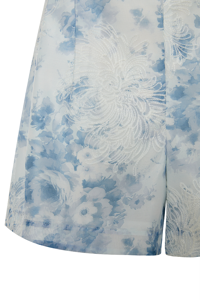 Embroidered floral shorts