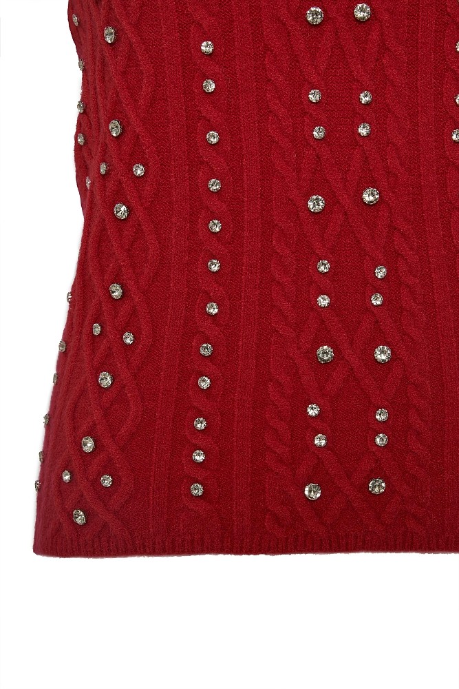 Short sleeves sweater with rhinestones