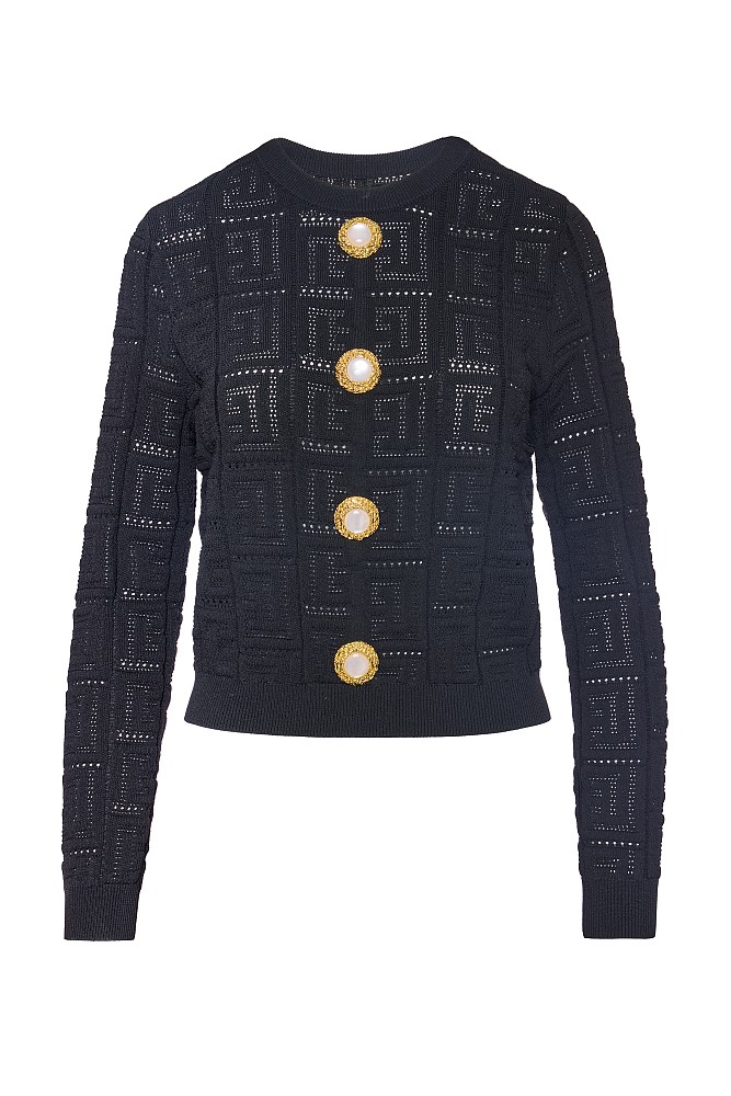 Sweater with bejewelled buttons