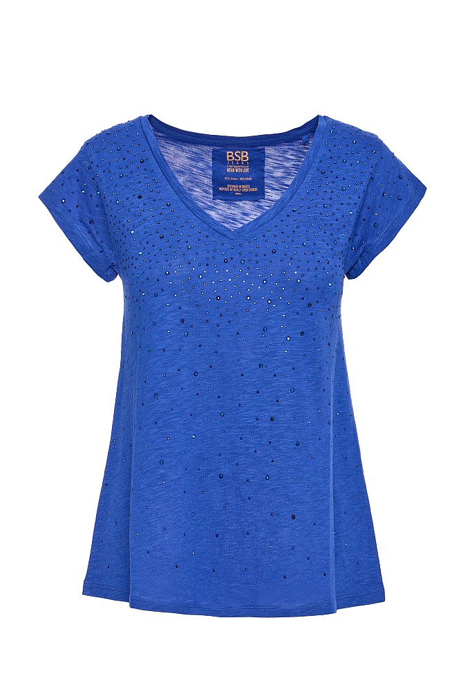 V-neck t-shirt με στρας