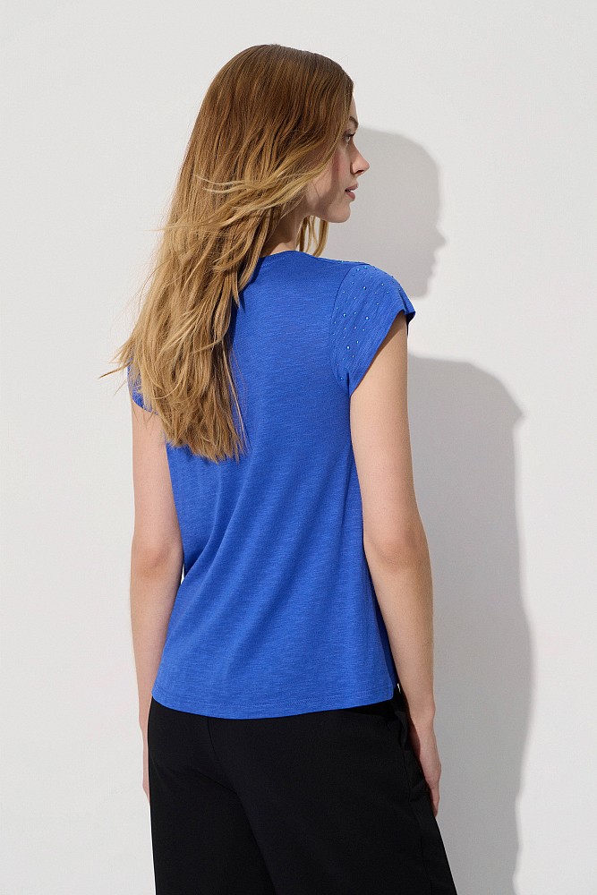 V-neck t-shirt με στρας