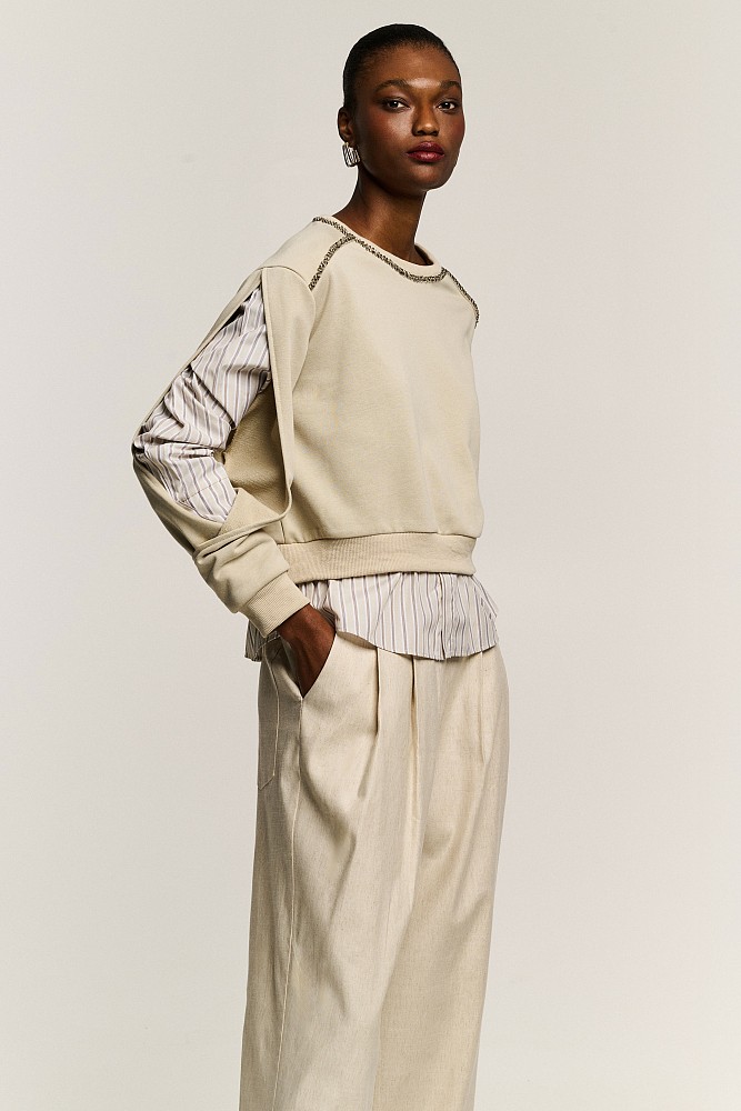 Sweatshirt in fabric combination