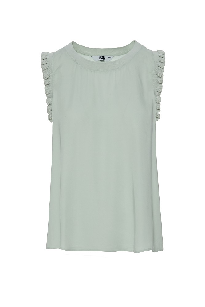 Sleeveless blouse with frill
