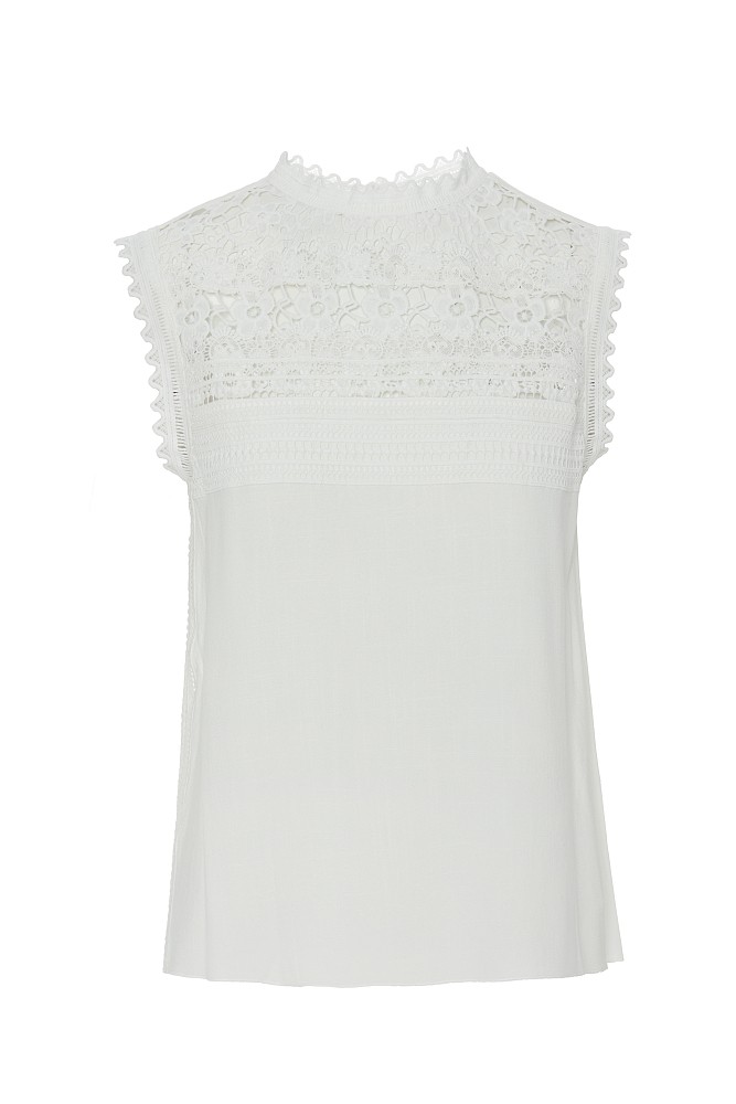 Sleeveless blouse with lace