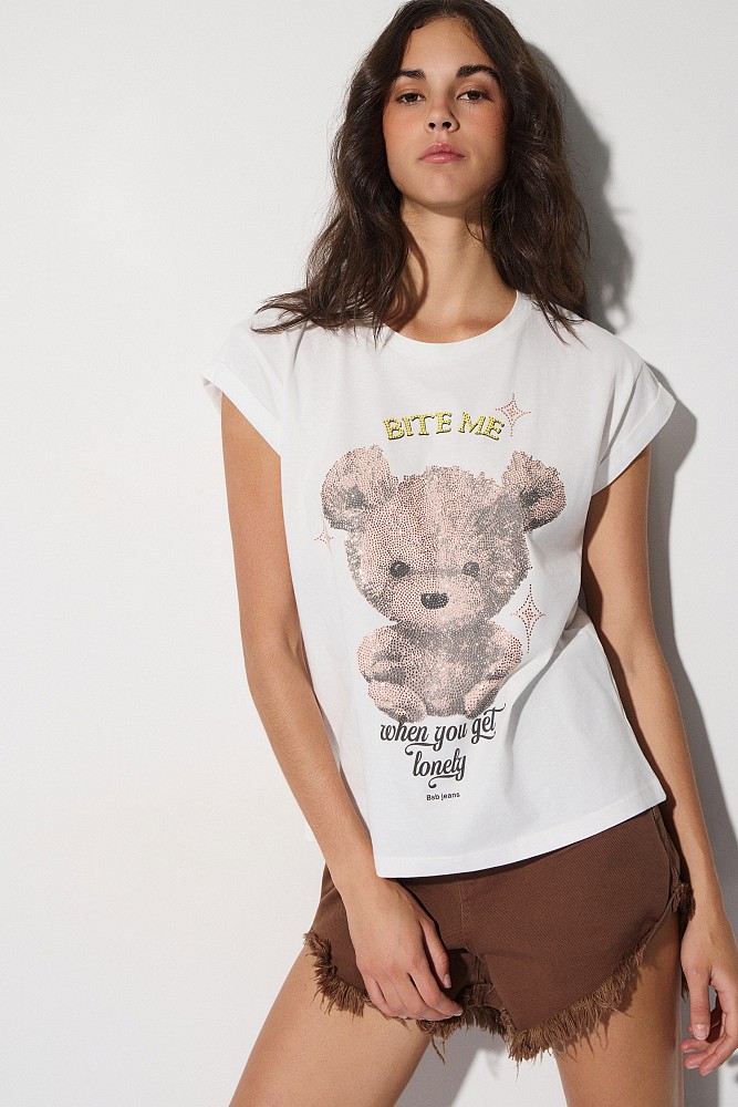 T-shirt με τύπωμα και στρας