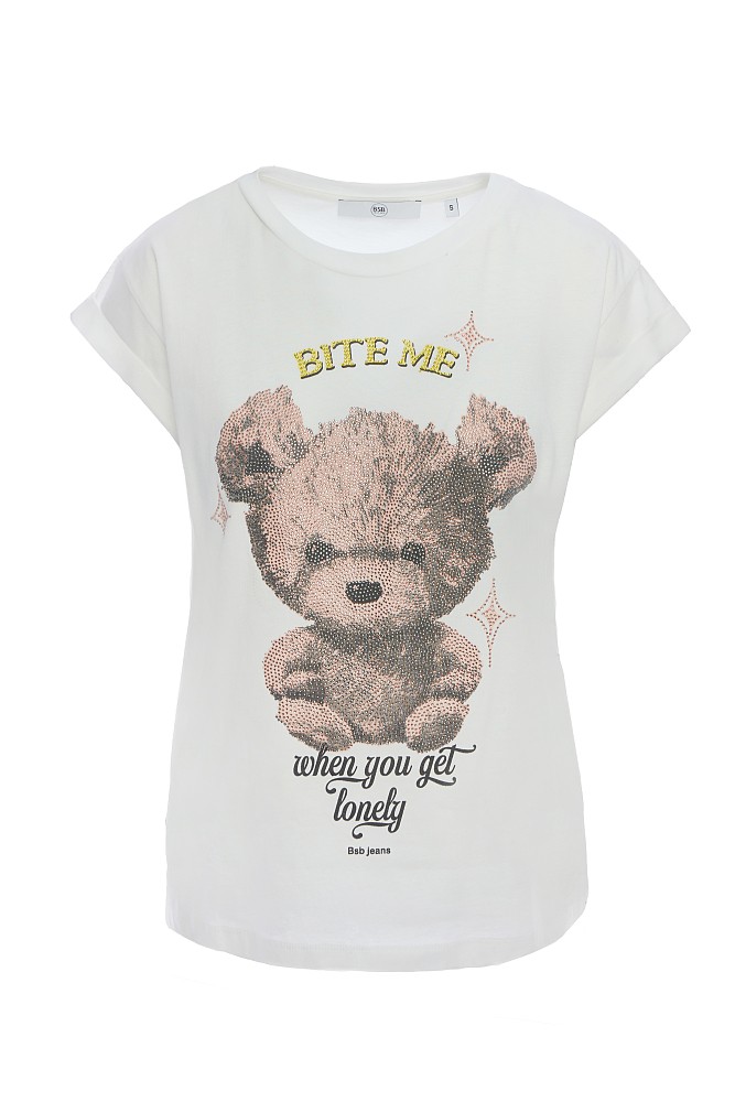 T-shirt με τύπωμα και στρας