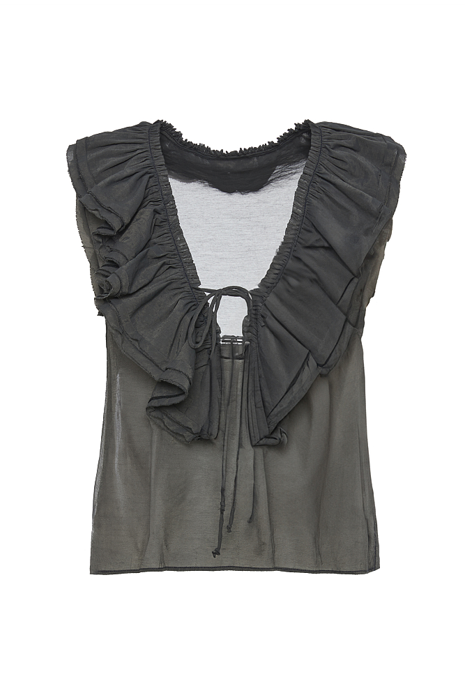 Sleeveless blouse with ruffles