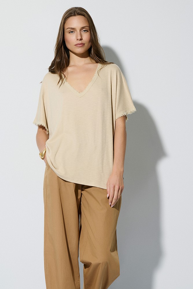 Βασικό oversized V-neck τοπ