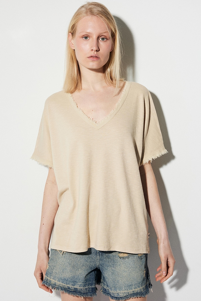 Βασικό oversized V-neck τοπ