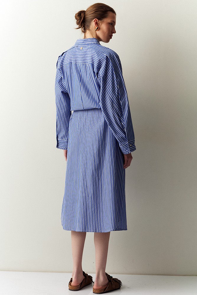 Striped chemise embroidered dress