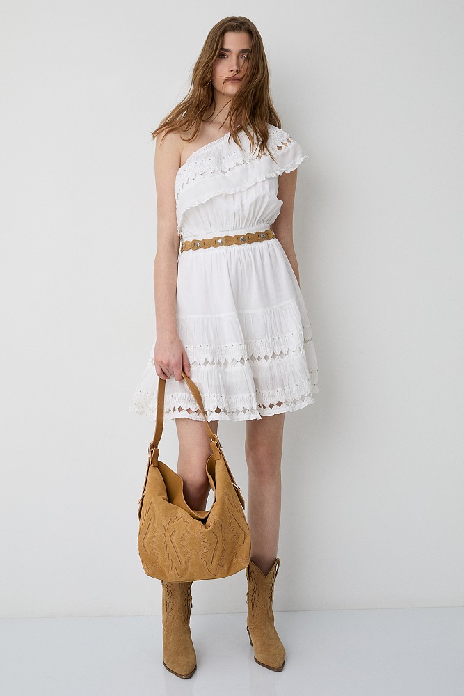 One-shoulder mini dress with ruffles