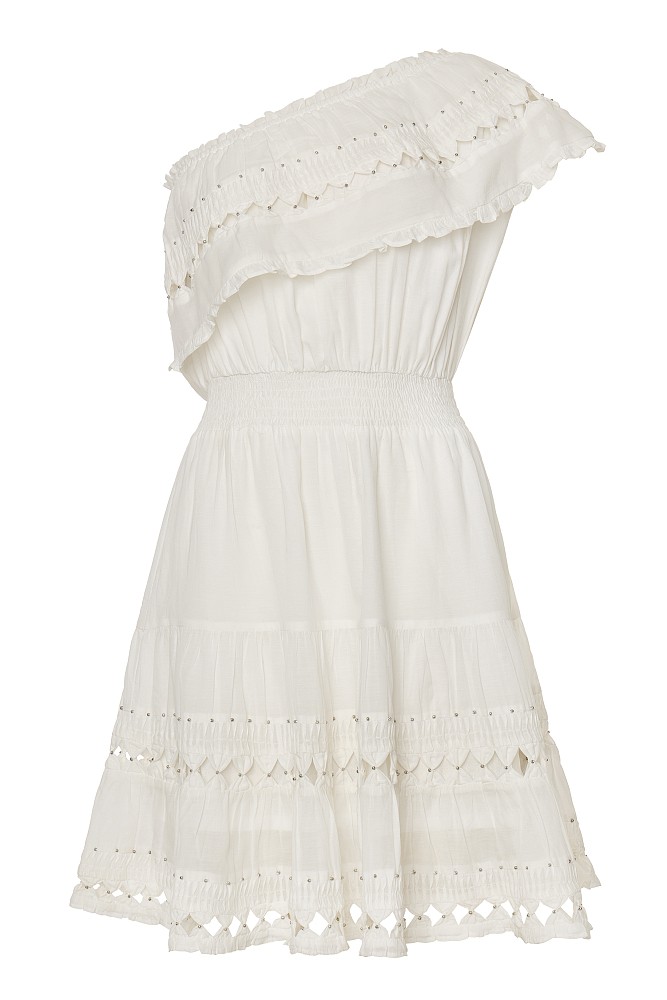 One-shoulder mini dress with ruffles