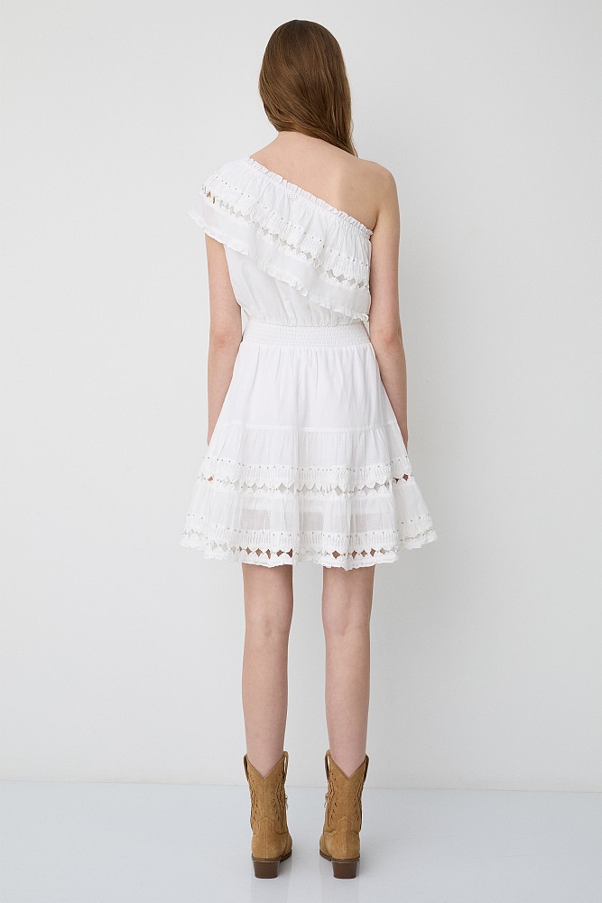One-shoulder mini dress with ruffles