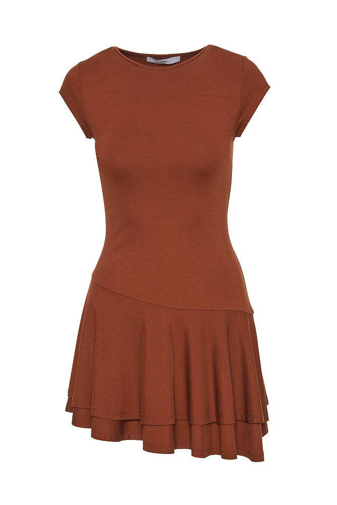 Mini asymmetric dress with ruffles