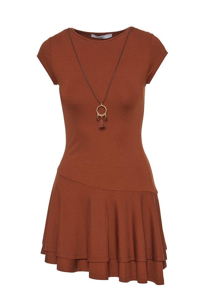 Mini asymmetric dress with ruffles
