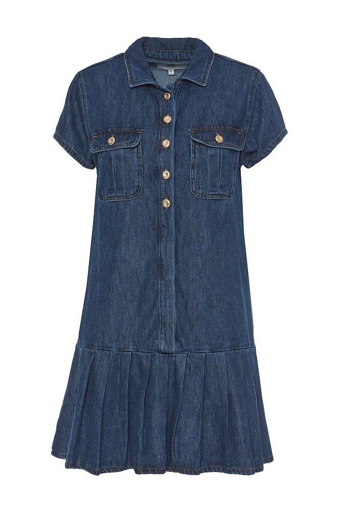 Rochie scurtă din denim cu pliuri
