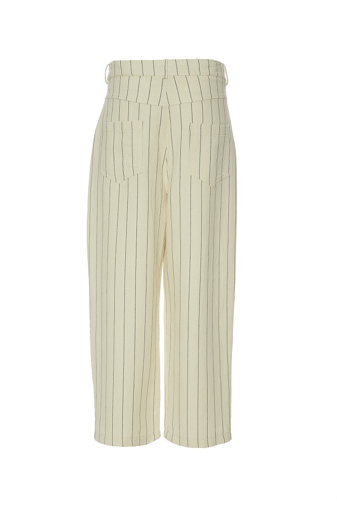 High-waisted striped cropped trousers