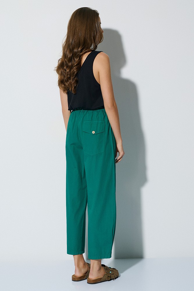 High-waisted poplin trousers