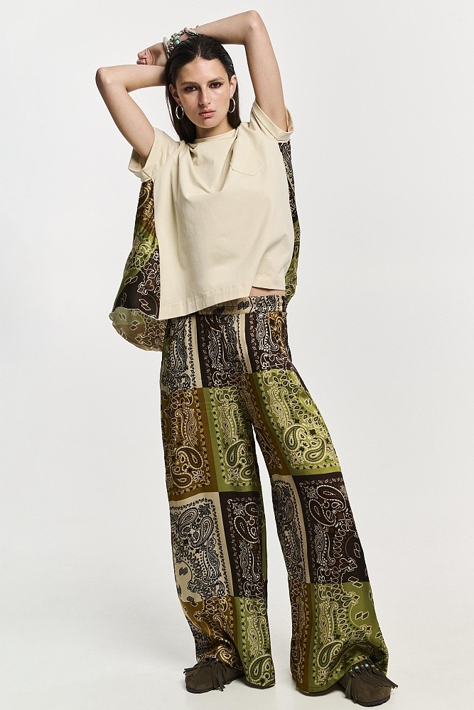 Printed satin pants