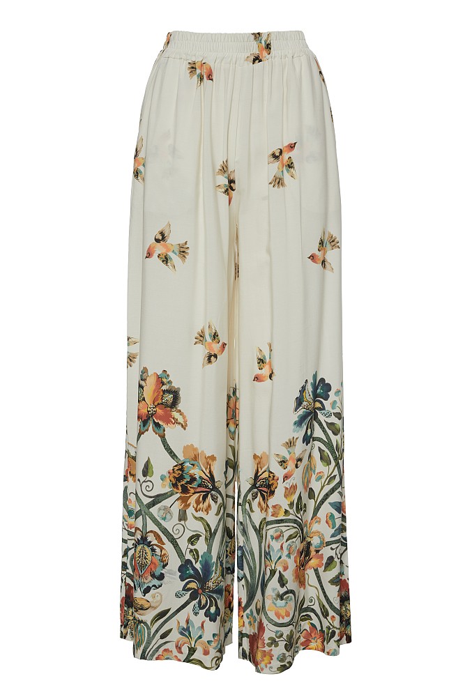 Printed high-waisted trousers