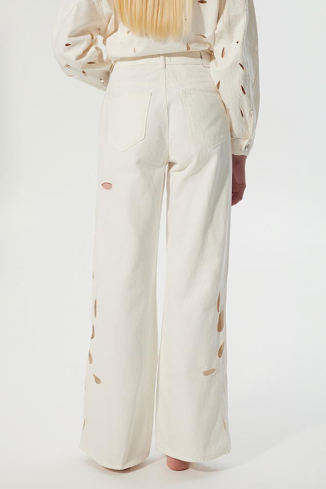 Blugi Erika wide leg, detaliu cu broderie