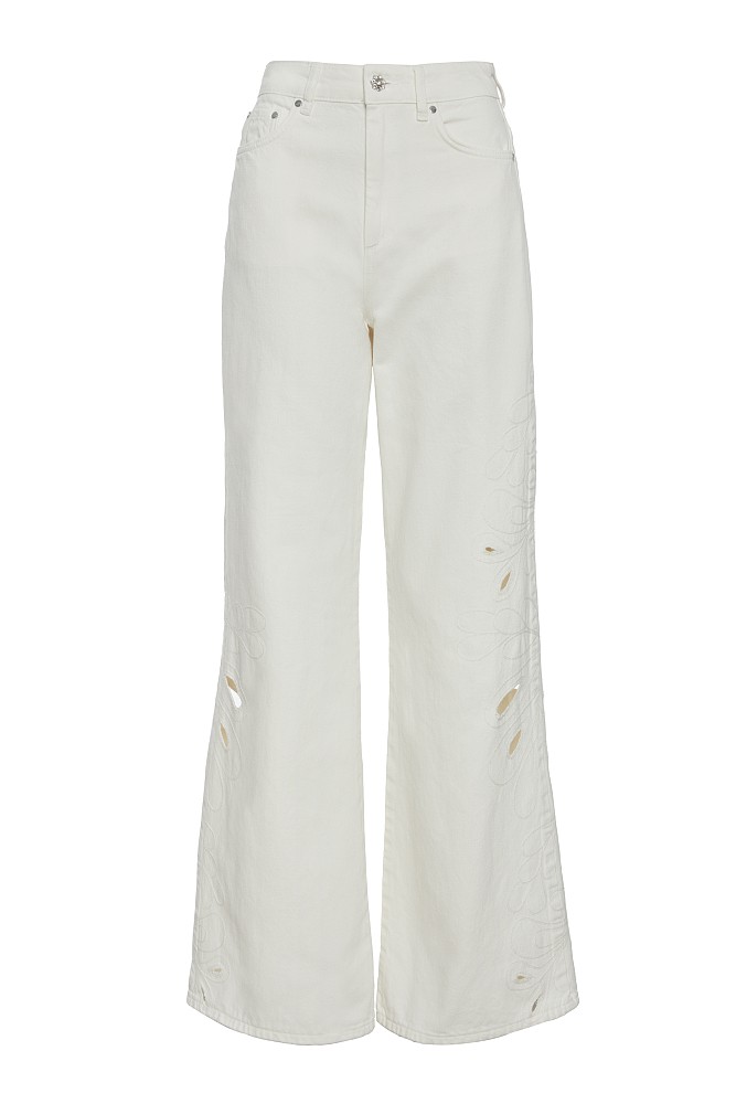 Blugi Erika wide leg, detaliu cu broderie