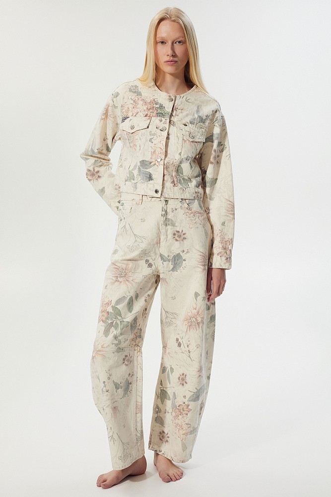 Blugi Dione balloon cu print floral