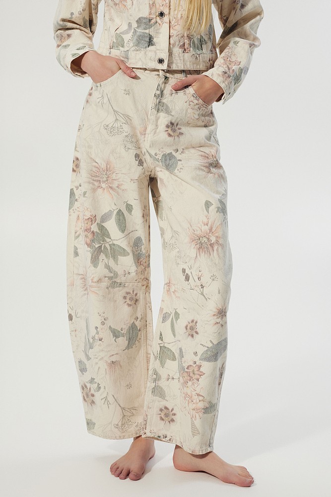 Blugi Dione balloon cu print floral