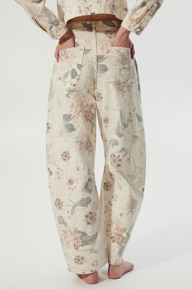 Blugi Dione balloon cu print floral