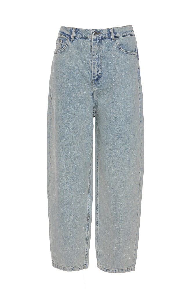 Pantalones vaqueros de pierna ancha con pedrería Tania